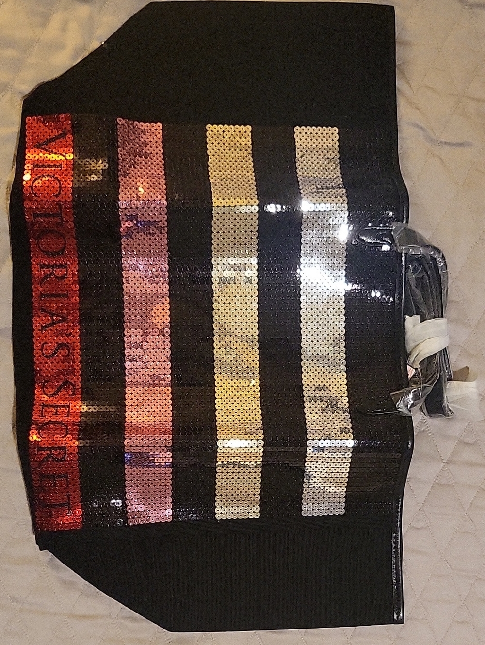 Victoria's Secret Weekend Tote with Multicolor Sequin Stripes and Sequin Clutch